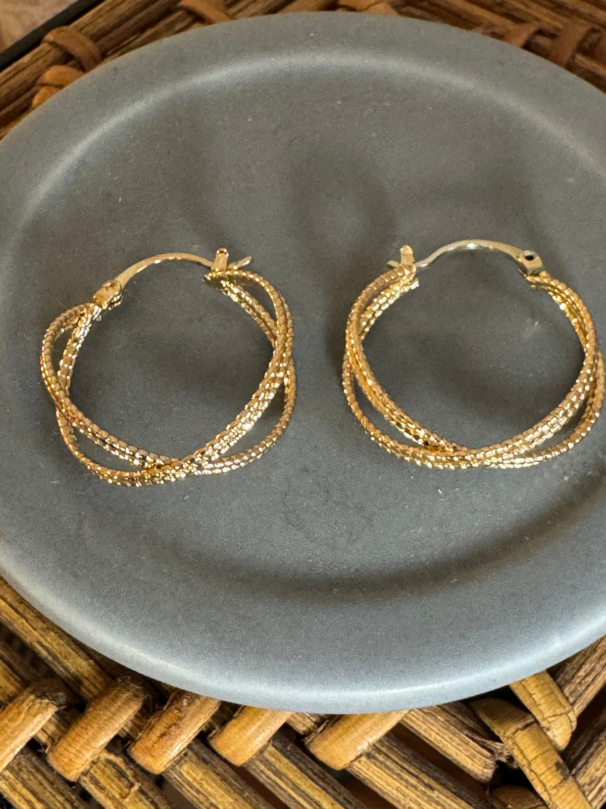 Elegant Gold Tone Double Hoop Earrings
