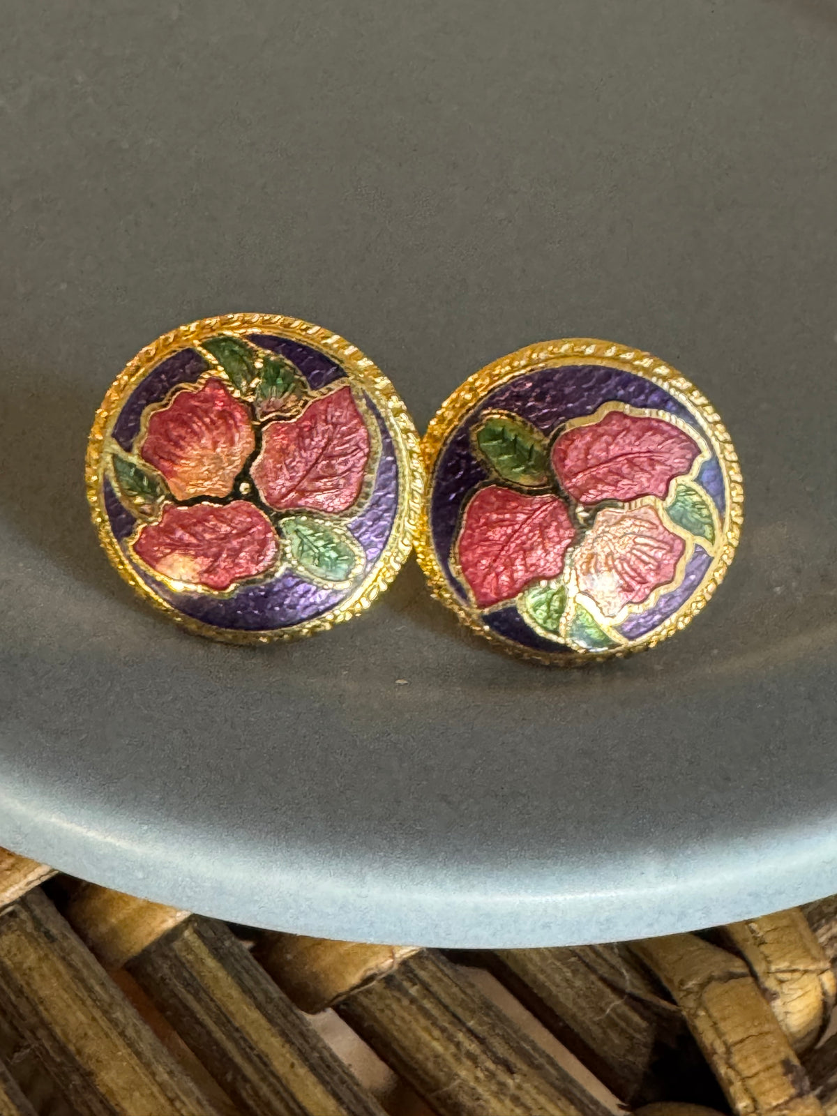 Vintage Cloisonne Earrings