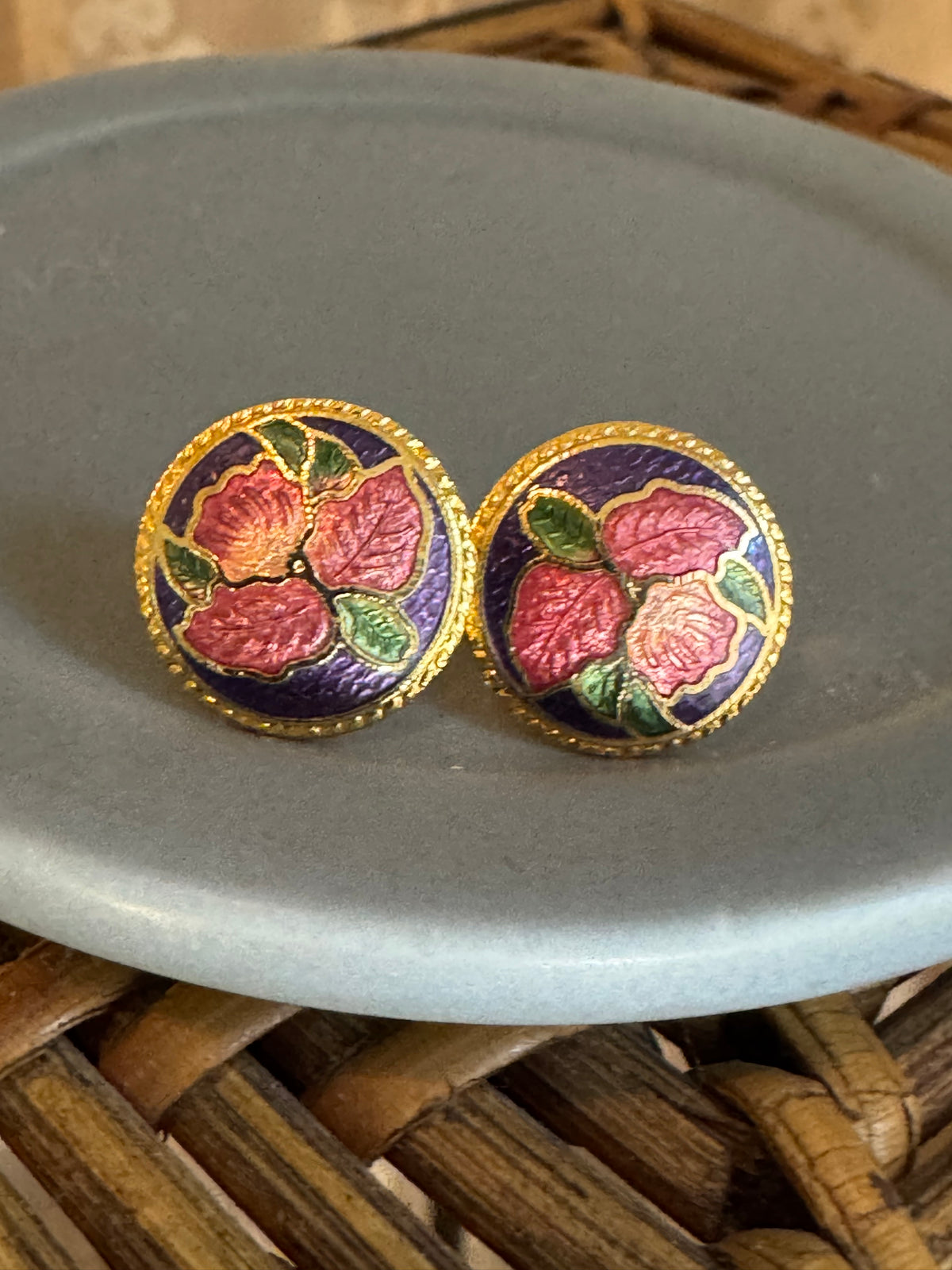 Vintage Cloisonne Earrings