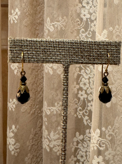 Alison Faye Black Faceted Drop Earrings – Vintage-Inspired Elegance