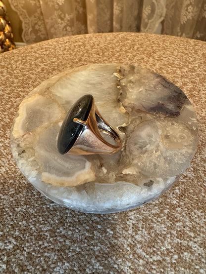 Vintage Milor Italy Labradorite Cocktail Ring – Bronze Statement Elegance