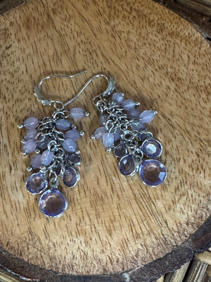 Blue Faceted Crystal Earrings