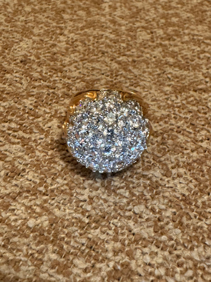 Vintage Gold-Plated Sterling Silver Dome Cluster Ring – Bold Statement Cocktail Ring