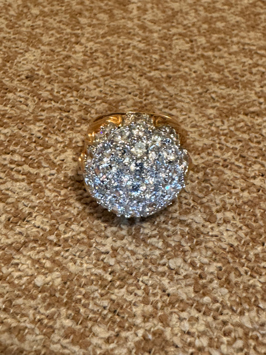 Vintage Gold-Plated Sterling Silver Dome Cluster Ring – Bold Statement Cocktail Ring