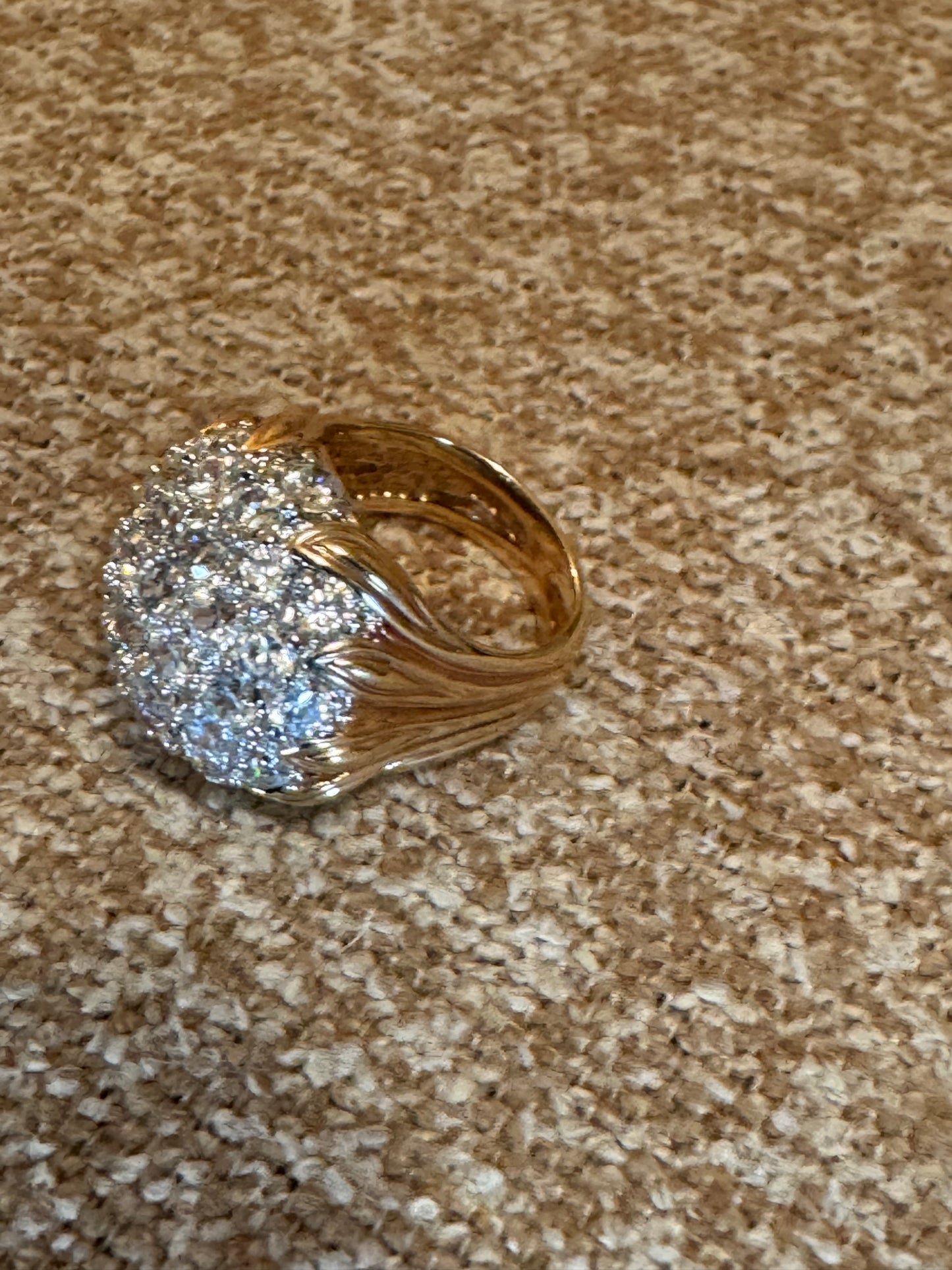 Vintage Gold-Plated Sterling Silver Dome Cluster Ring – Bold Statement Cocktail Ring