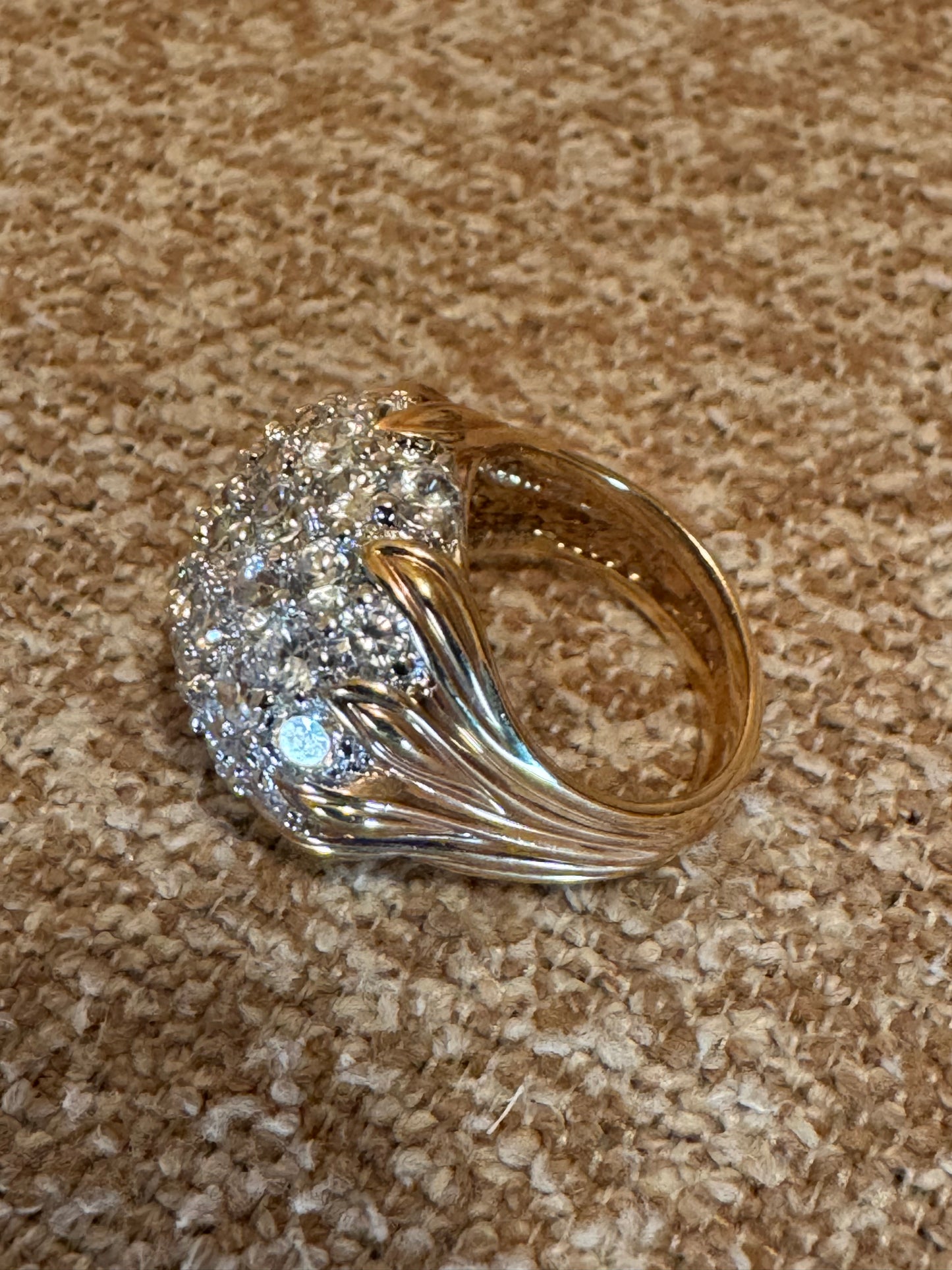 Vintage Gold-Plated Sterling Silver Dome Cluster Ring – Bold Statement Cocktail Ring