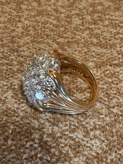 Vintage Gold-Plated Sterling Silver Dome Cluster Ring – Bold Statement Cocktail Ring