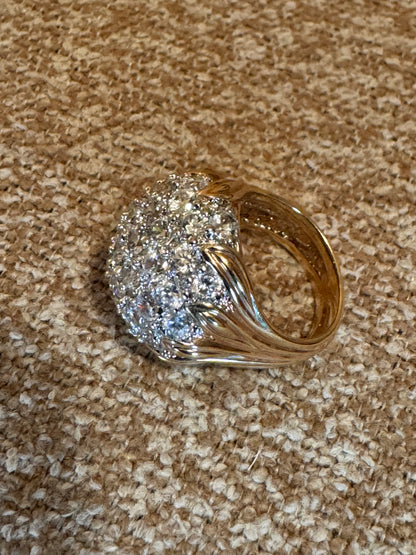 Vintage Gold-Plated Sterling Silver Dome Cluster Ring – Bold Statement Cocktail Ring
