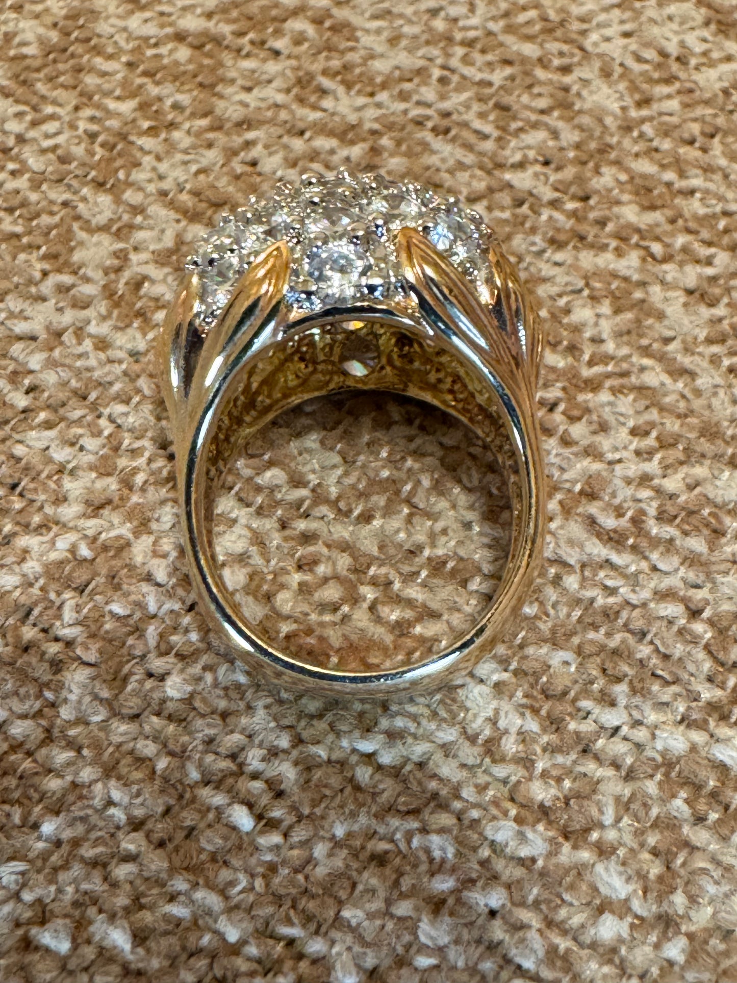 Vintage Gold-Plated Sterling Silver Dome Cluster Ring – Bold Statement Cocktail Ring