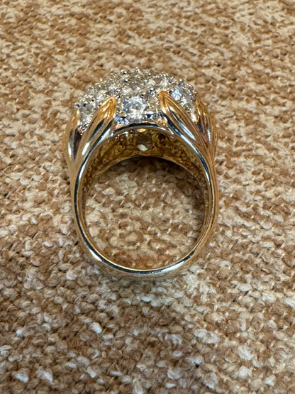 Vintage Gold-Plated Sterling Silver Dome Cluster Ring – Bold Statement Cocktail Ring