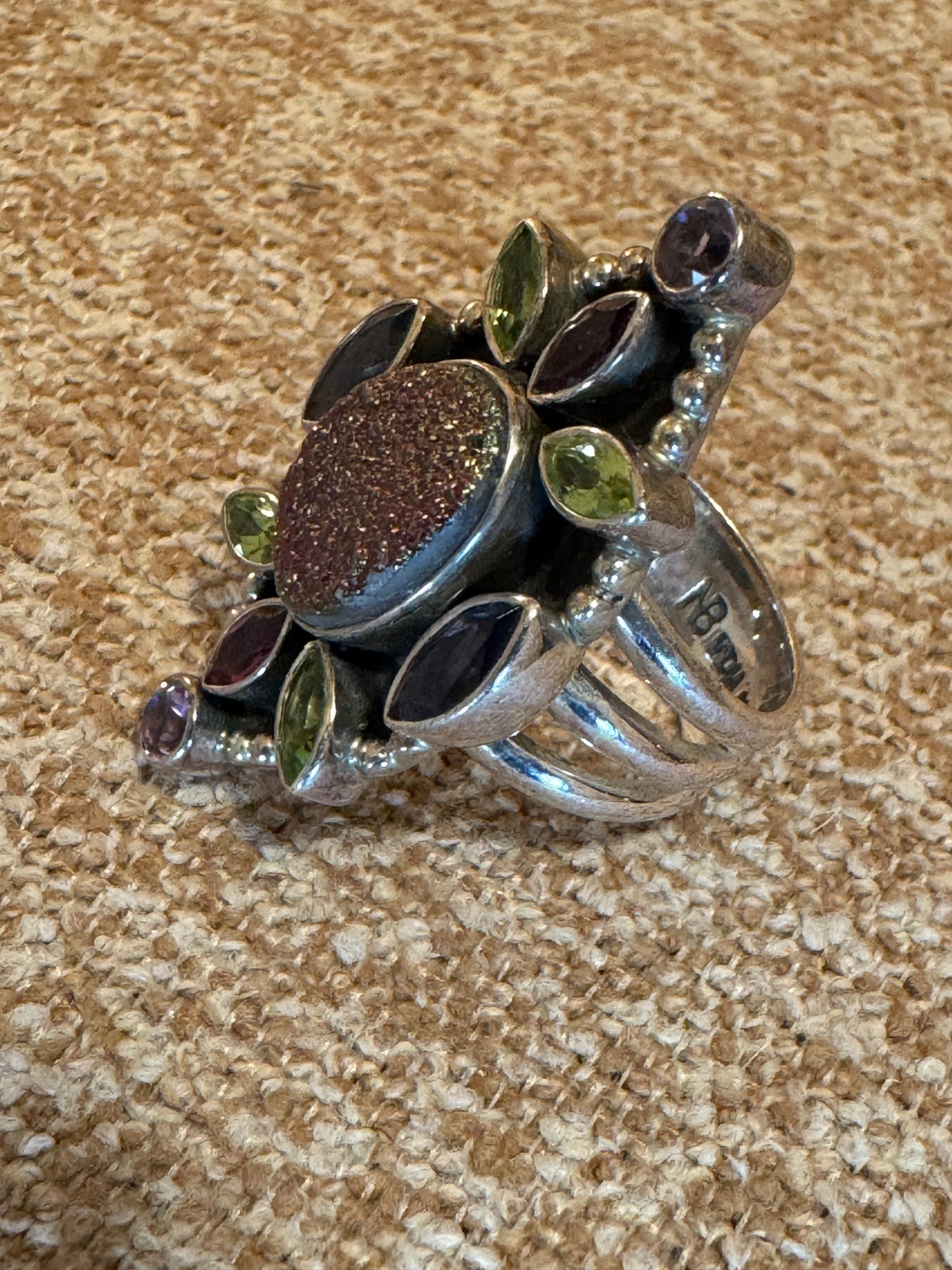 Nicky Butler Raj Limited Edition Druzy Ring – Sterling Silver Statement - Size 7