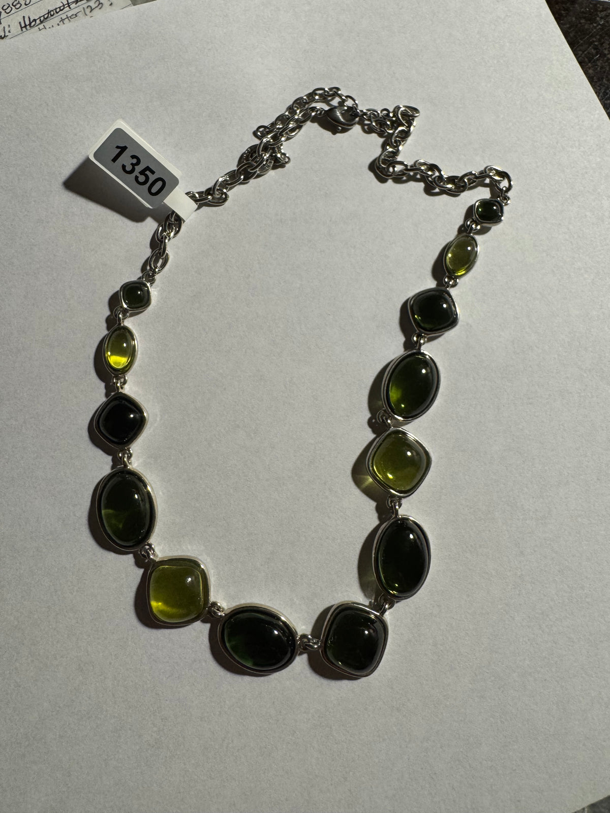 Vintage Signed Napier Emerald Green Cabochon Necklace