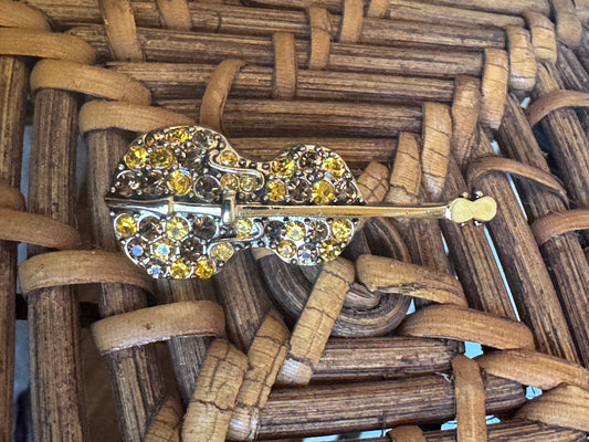 Violin Brooch with Crystals