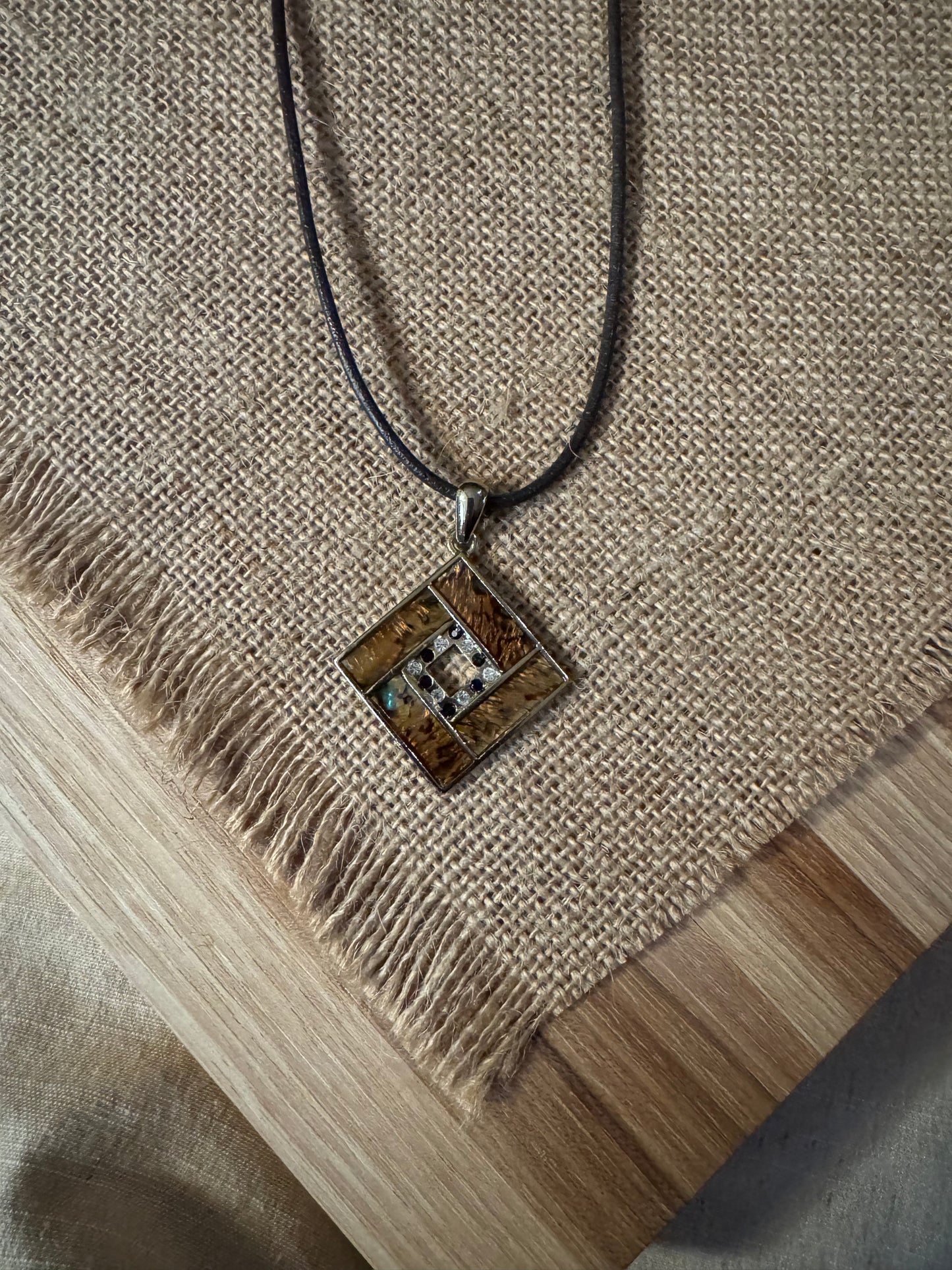 Signed Kenneth Cole Geometric Inlay Pendant Necklace