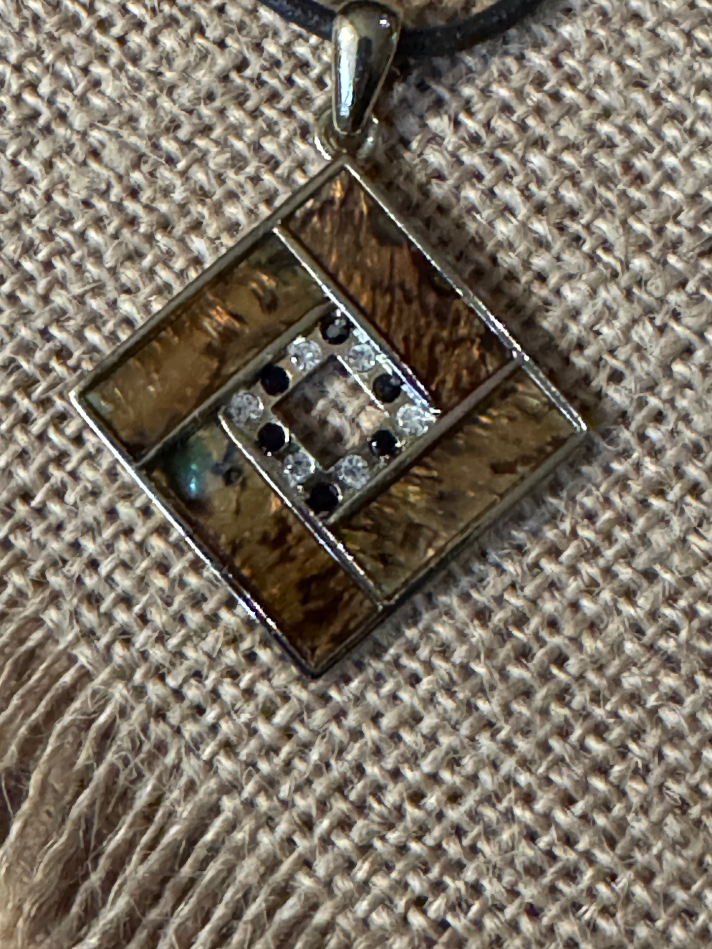 Signed Kenneth Cole Geometric Inlay Pendant Necklace