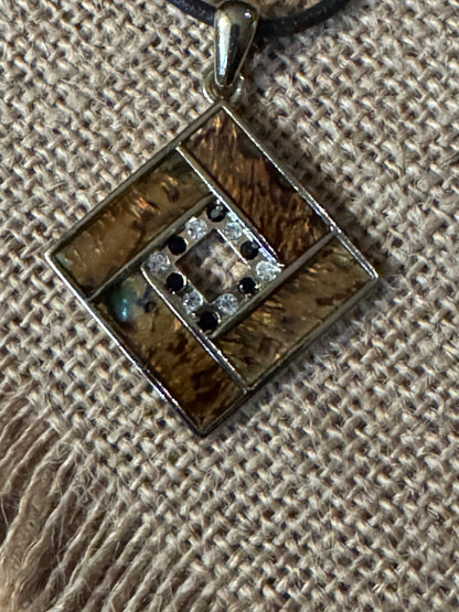 Signed Kenneth Cole Geometric Inlay Pendant Necklace