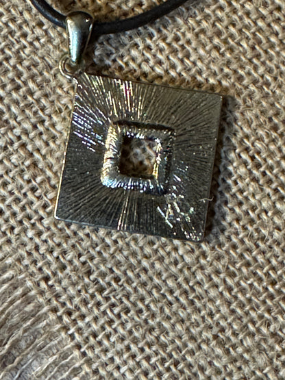 Signed Kenneth Cole Geometric Inlay Pendant Necklace