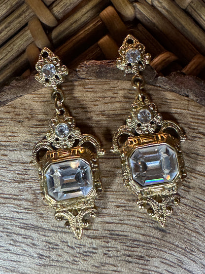 Vintage-Inspired 1928 Jewelry Co. Emerald-Cut Crystal Filigree Earrings