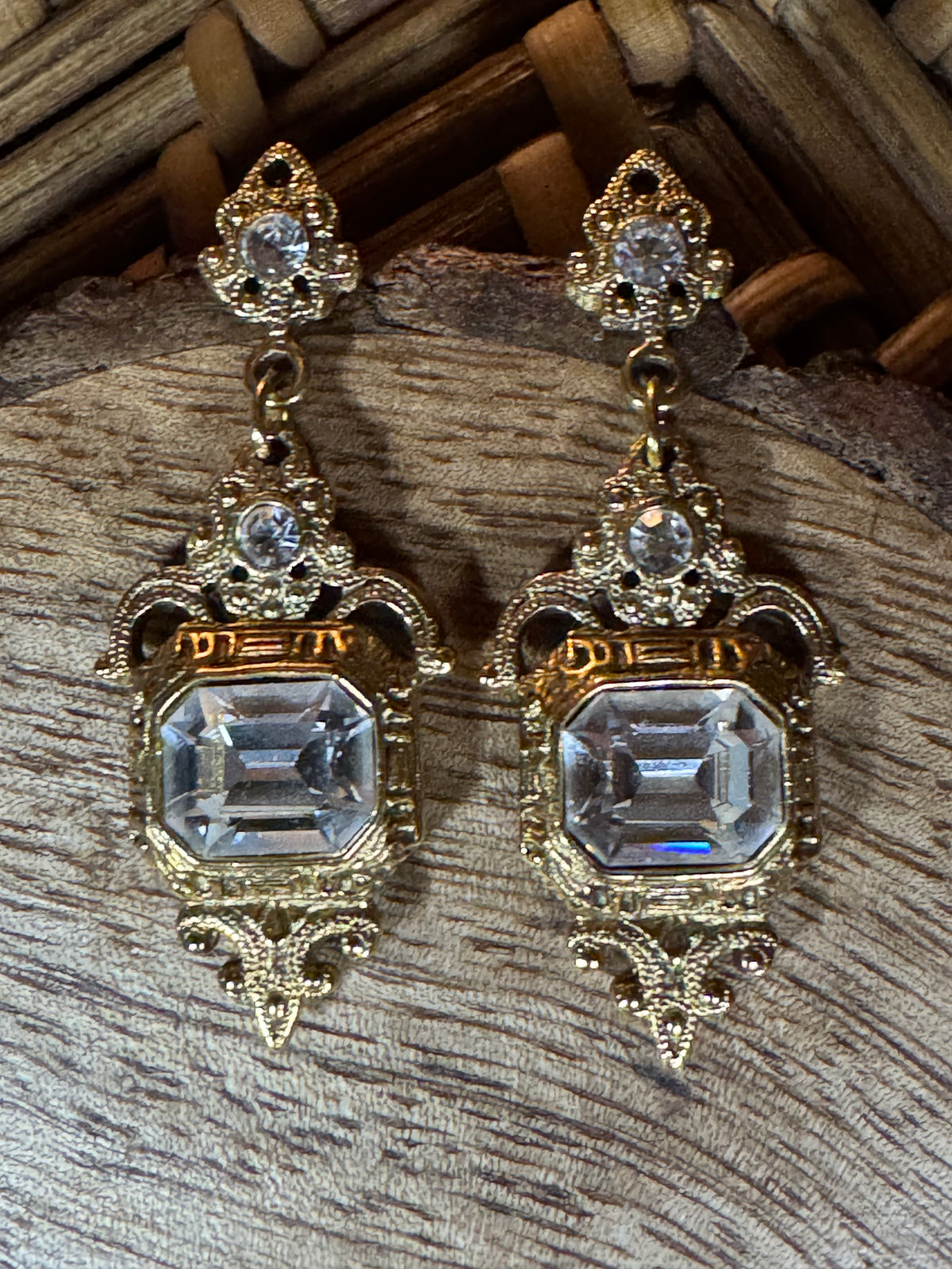 Vintage-Inspired 1928 Jewelry Co. Emerald-Cut Crystal Filigree Earrings