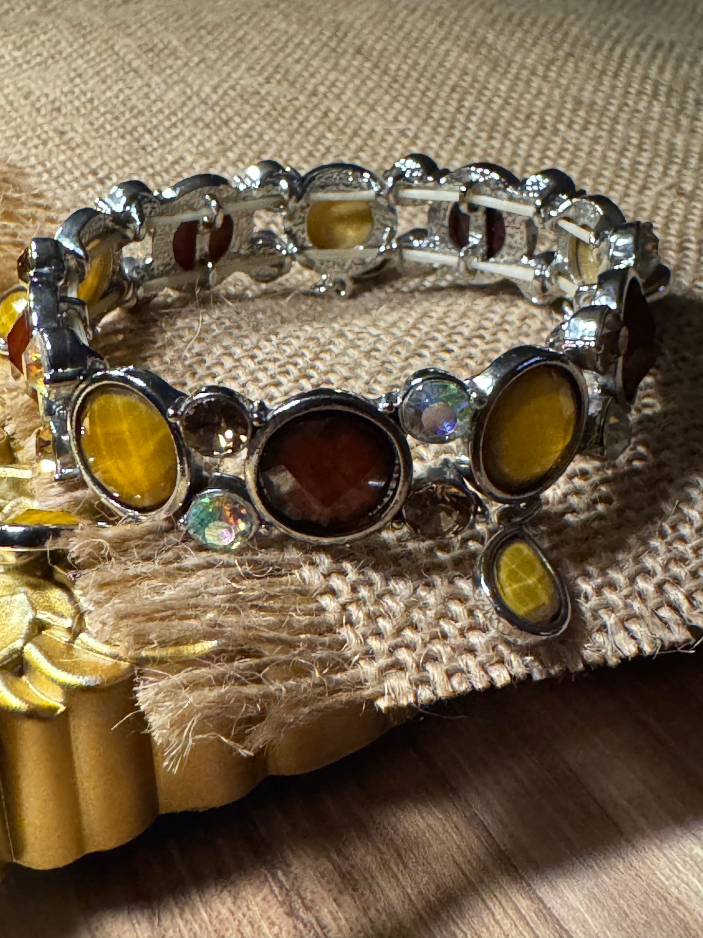 Autumn Glow Silver-Tone Stretch Bracelet