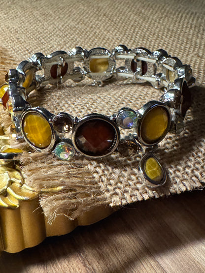 Autumn Glow Silver-Tone Stretch Bracelet