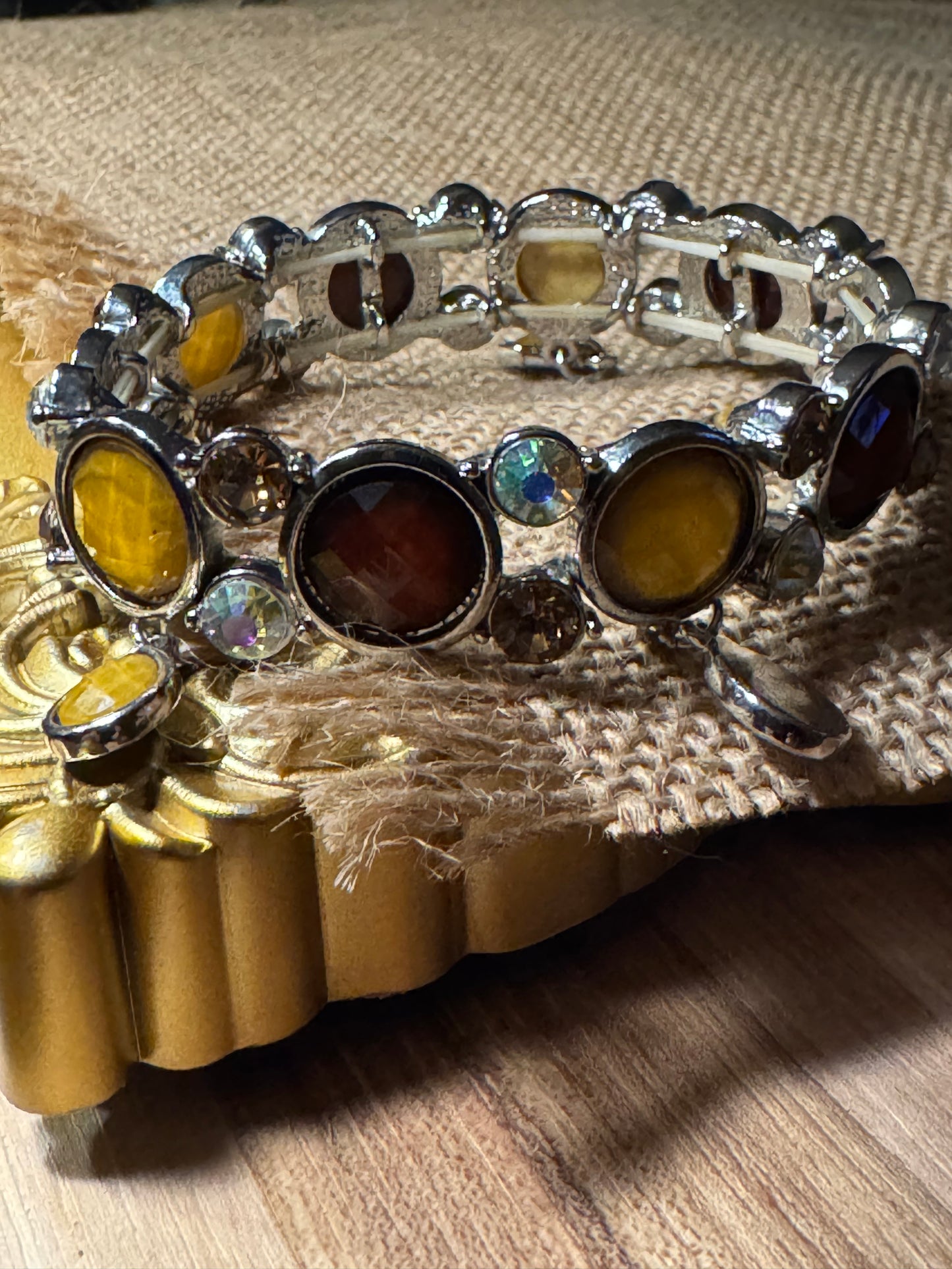Autumn Glow Silver-Tone Stretch Bracelet