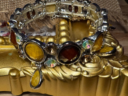 Autumn Glow Silver-Tone Stretch Bracelet