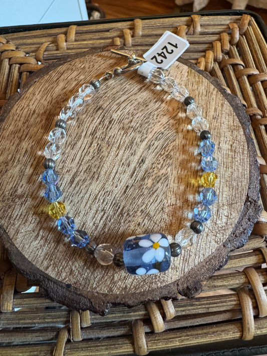 Blue Glass Beaded Bracelet