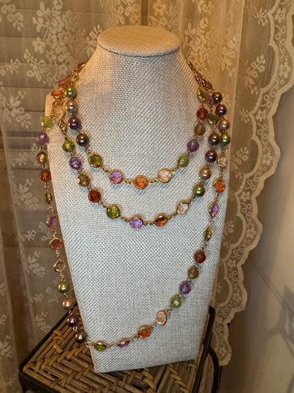 Vintage Signed Premier Designs - Sunset Glow Multi-Strand Station Necklace