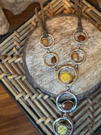 Lia Sophia Necklace with Earth-toned Faceted Stones