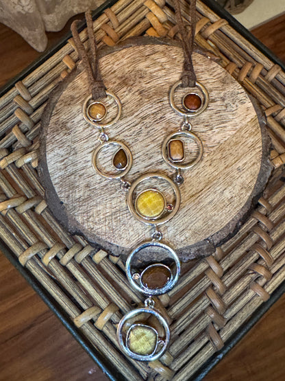 Lia Sophia Necklace with Earth-toned Faceted Stones