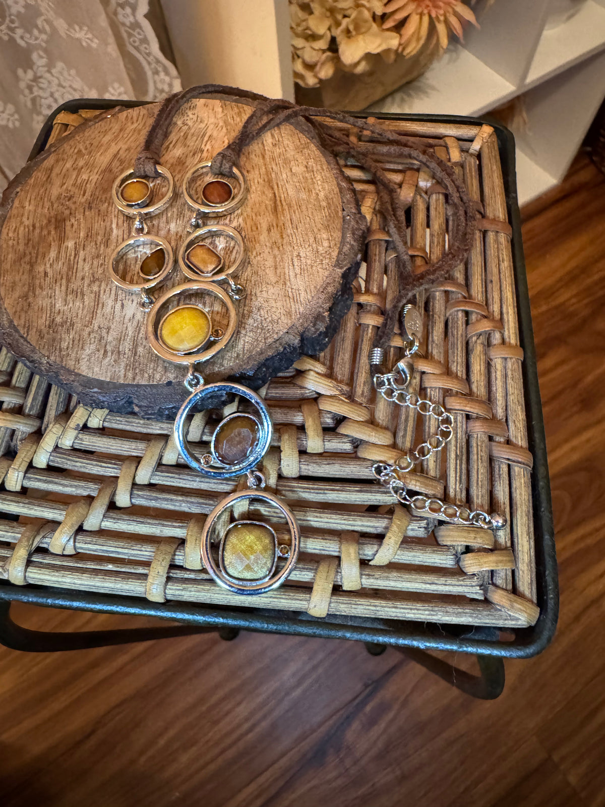 Lia Sophia Necklace with Earth-toned Faceted Stones