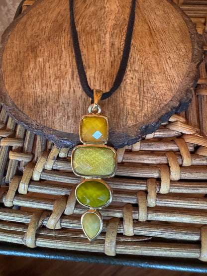 Lia Sophia Necklace with Earth-toned Faceted Stones