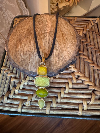 Lia Sophia Necklace with Earth-toned Faceted Stones