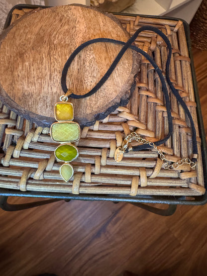 Lia Sophia Necklace with Earth-toned Faceted Stones