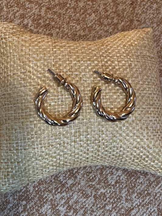 Twisted Gold Tone Hoop Earrings