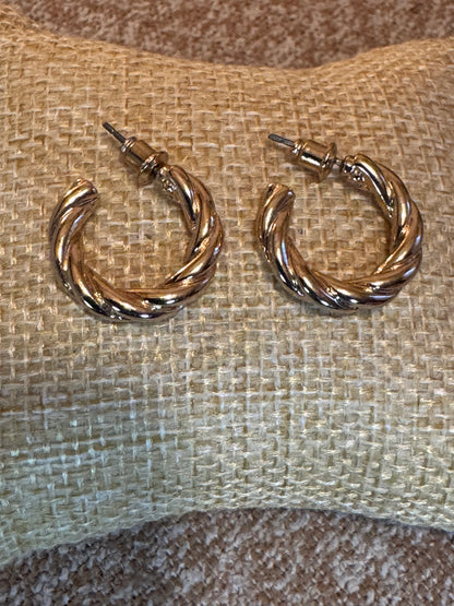 Twisted Gold Tone Hoop Earrings