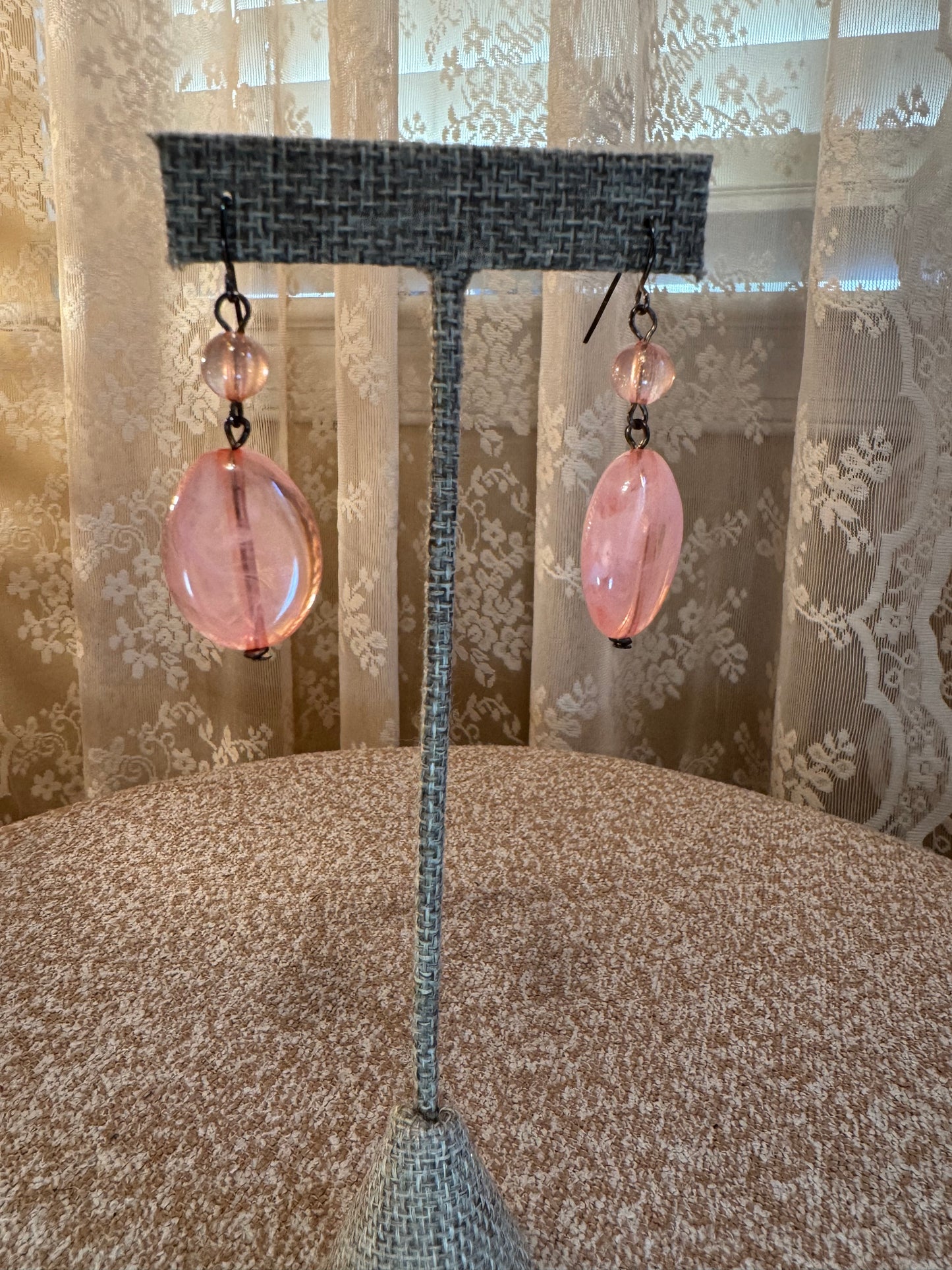 Peach Stone Dangle Earrings