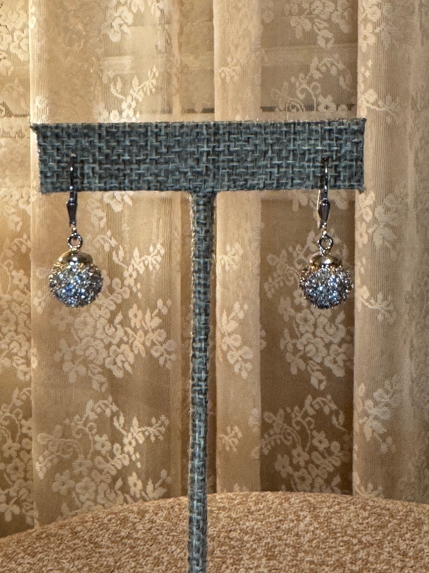 Vintage Gold Tone Crystal Ball Earrings