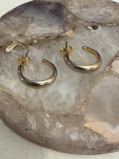 Brushed Finish Gold-tone Open Hoop Earring - 1/2 " diameter