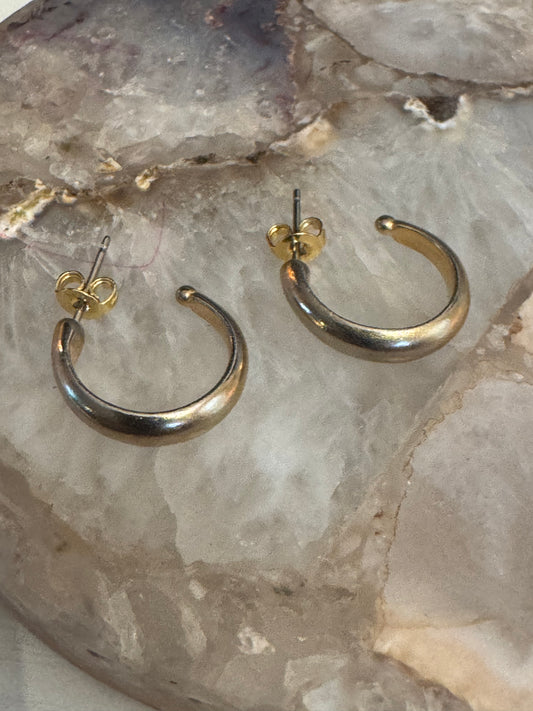 Brushed Finish Gold-tone Open Hoop Earring - 1/2 " diameter