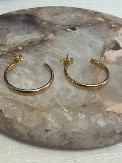 Gold-tone Open Hoop Earrings - 3/4" diameter
