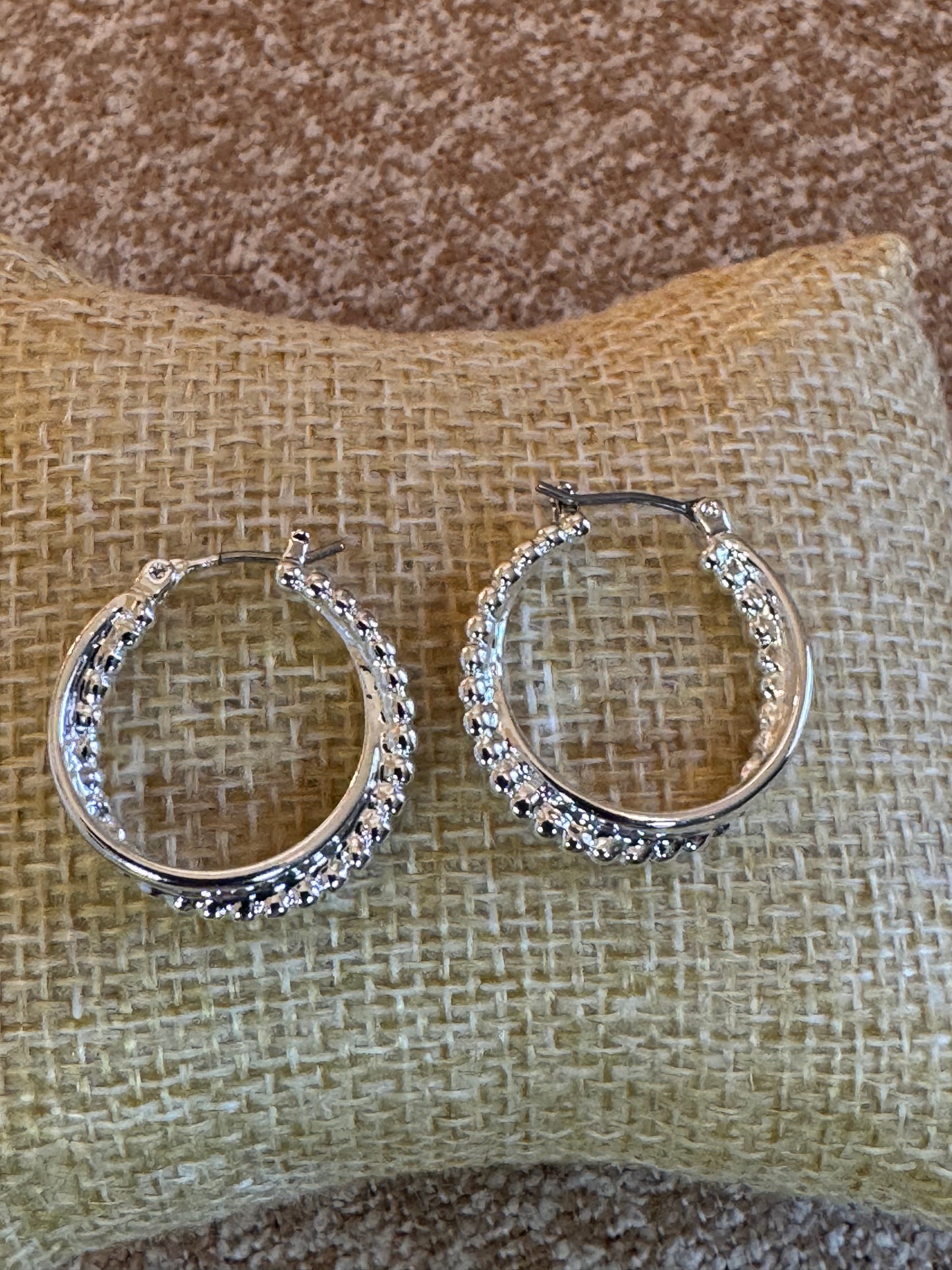 Silver Tone Double Hoop Earrings