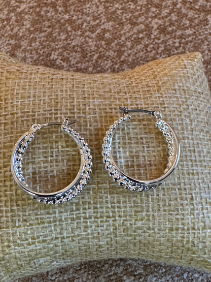 Silver Tone Double Hoop Earrings