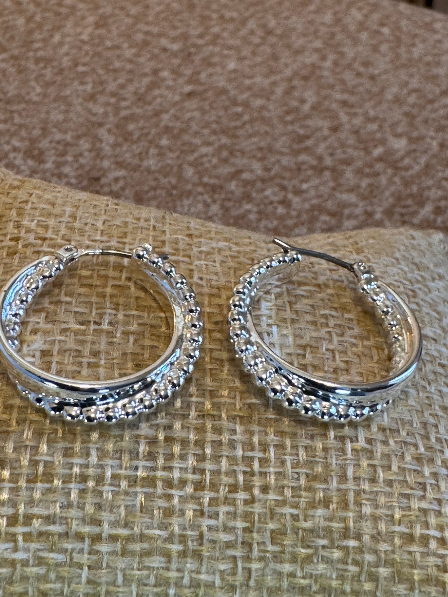 Silver Tone Double Hoop Earrings