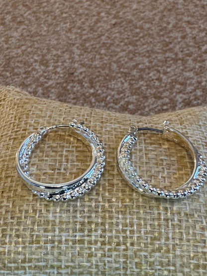 Silver Tone Double Hoop Earrings