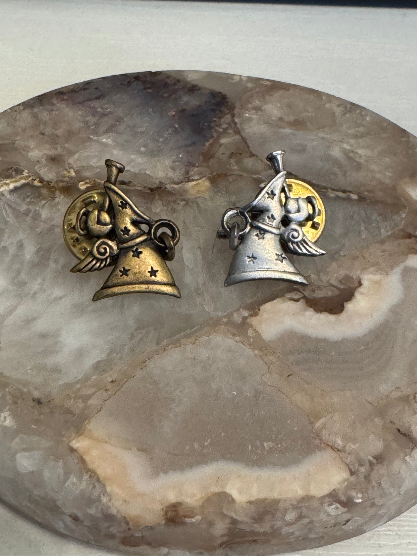 Set of Vintage JJ Angel Pins – Blowing Horn with Dangling Star