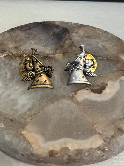 Set of Vintage JJ Angel Pins – Blowing Horn with Dangling Star