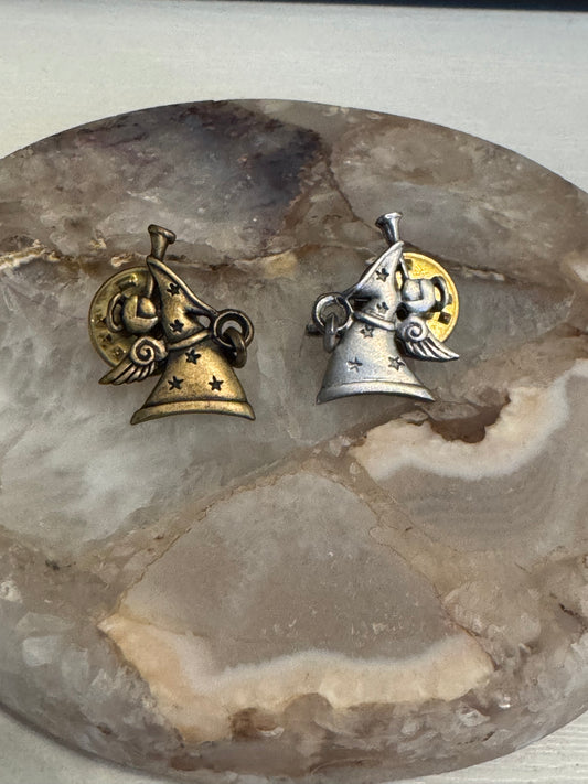 Set of Vintage JJ Angel Pins – Blowing Horn with Dangling Star