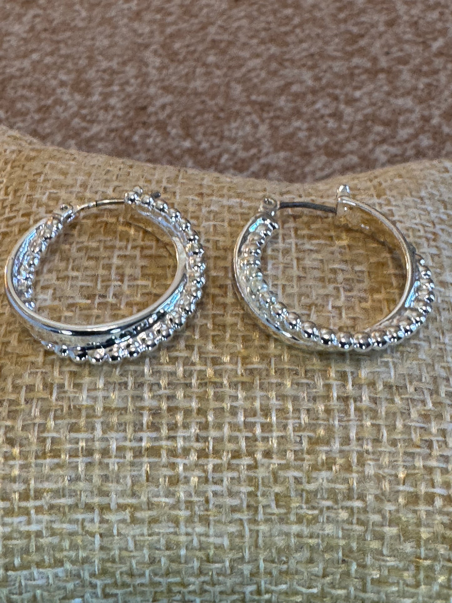 Silver Tone Double Hoop Earrings